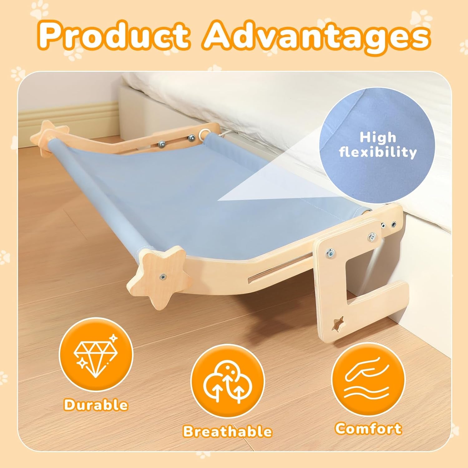 Cozy Hammock Bed with Solid Wood Frame