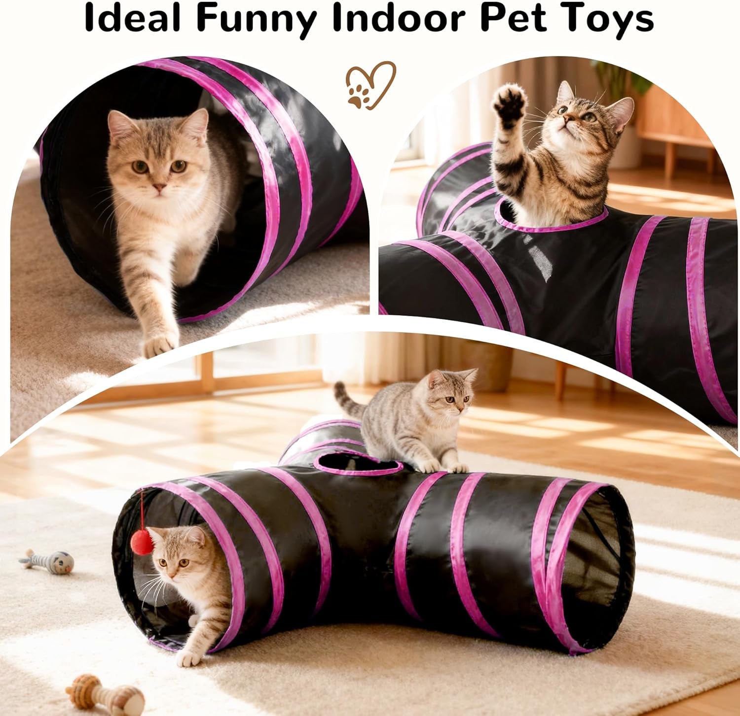 🐱 3-Way Collapsible Cat Tunnel Toy – Endless Fun for Curious Cats