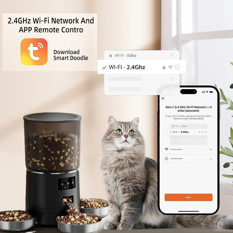 HEYBO Automatic Cat Feeder – Smart App-Controlled Pet Feeder with 3 Bowls