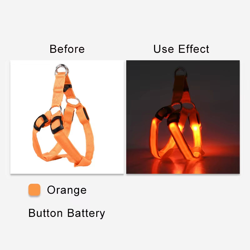 Adjustable LED Dog Harness No Pull Small Medium Glowing Nylon Breast-Band Night Safety Dog Accessories
