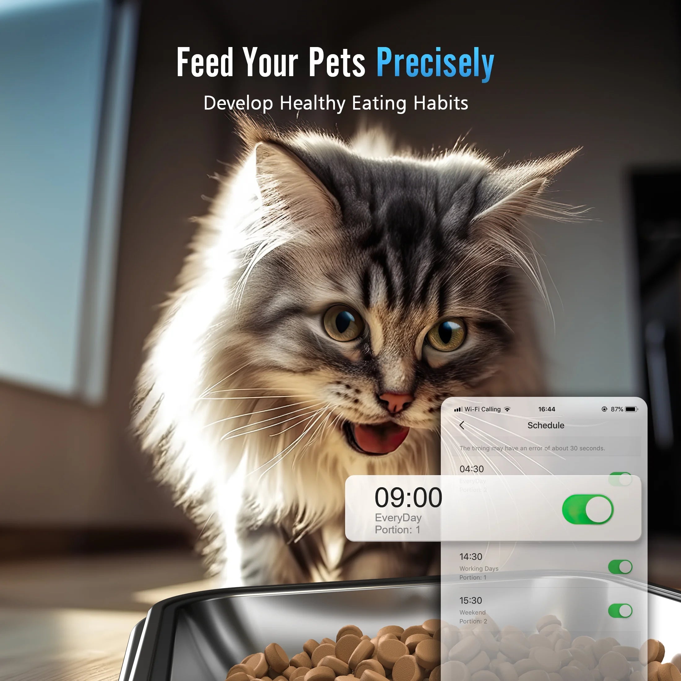 Smart Automatic Cat Feeder with Wi-Fi App Control – 5L Dual Bowl Pet Food Dispenser