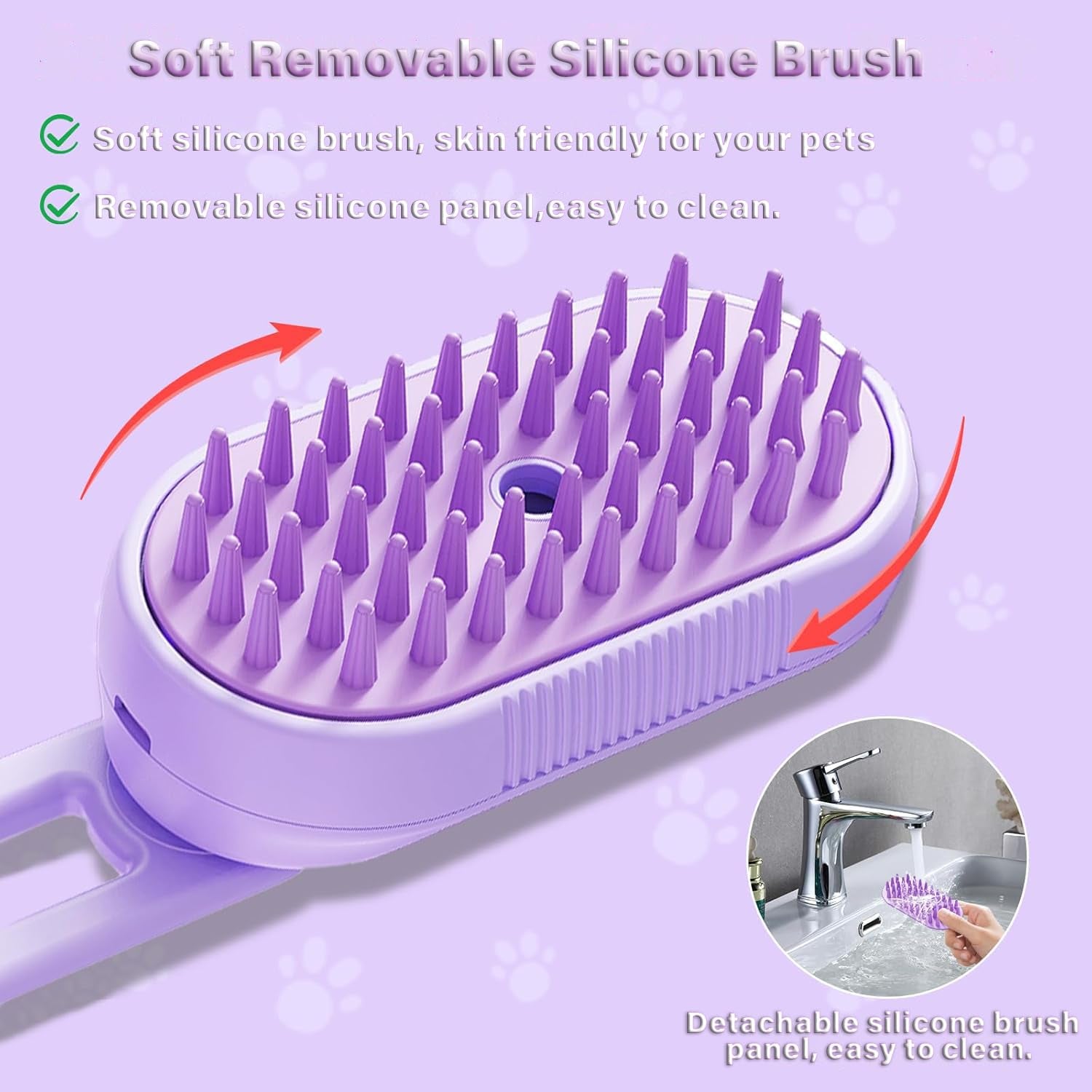 3-in-1 Pet Steam Grooming Brush for Cats & Dogs