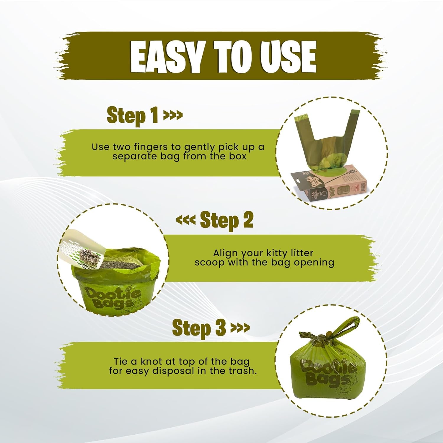 Large Dog Poop Bags with EZ Tie Handles – Strong Leakproof Pet Waste Bags (100 Count)