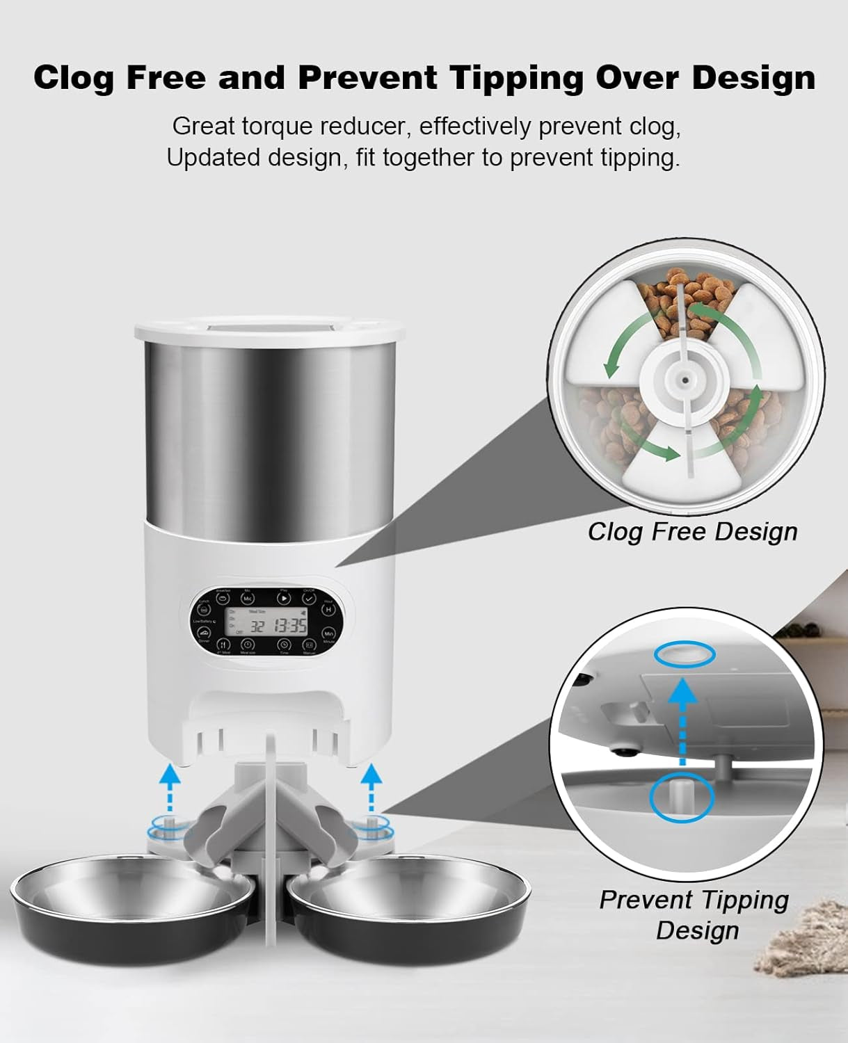 Automatic Cat Feeder – 4.5L Timed Pet Food Dispenser with Dual Bowls & Voice Recorder