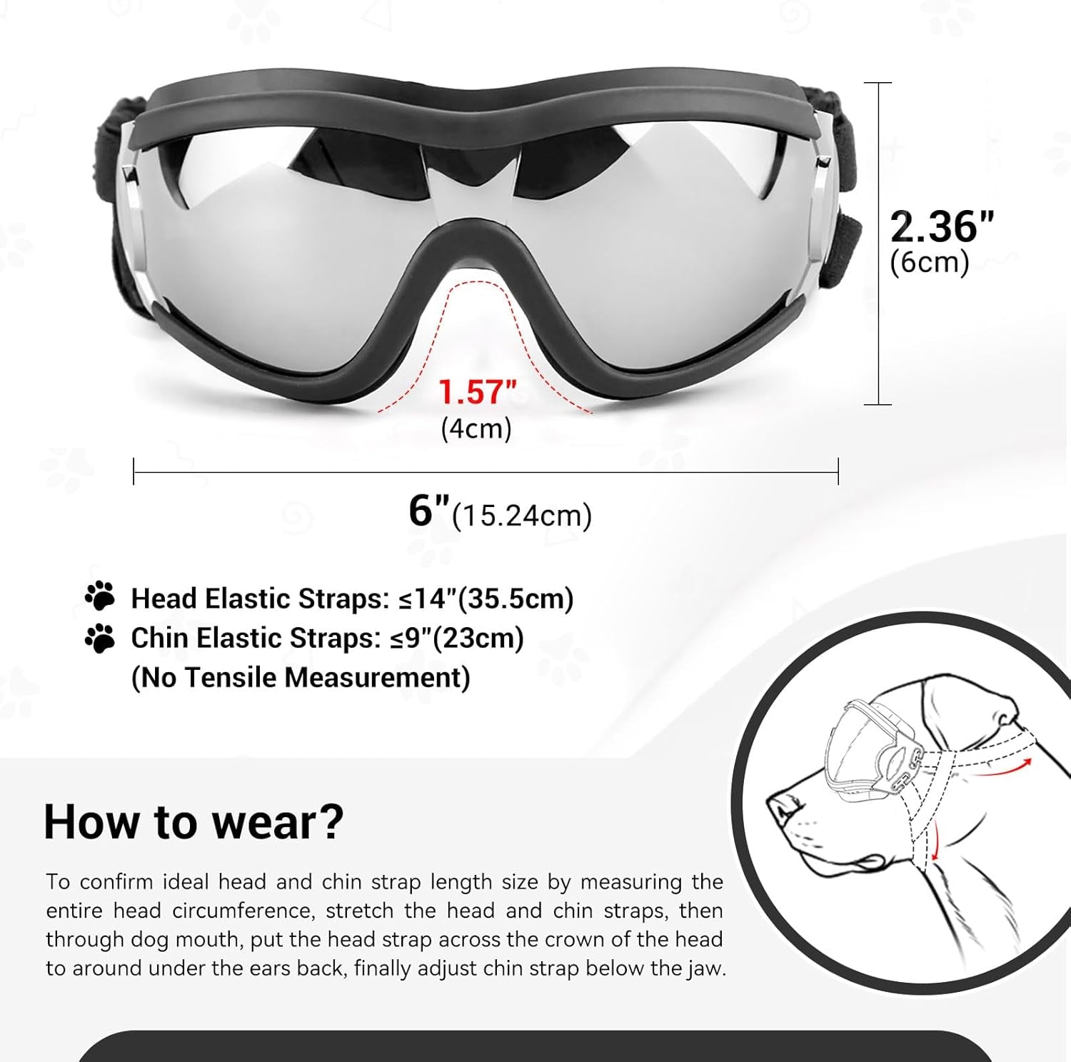 Dog Goggles for Medium & Large Dogs – Windproof Protective Sunglasses (Black)