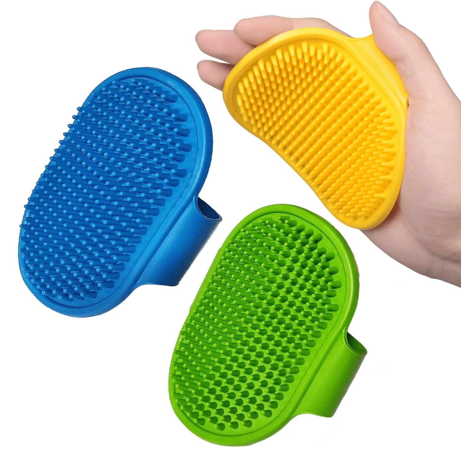 3-Pack Pet Bath Brush – Soft Silicone Grooming Brush for Dogs & Cats
