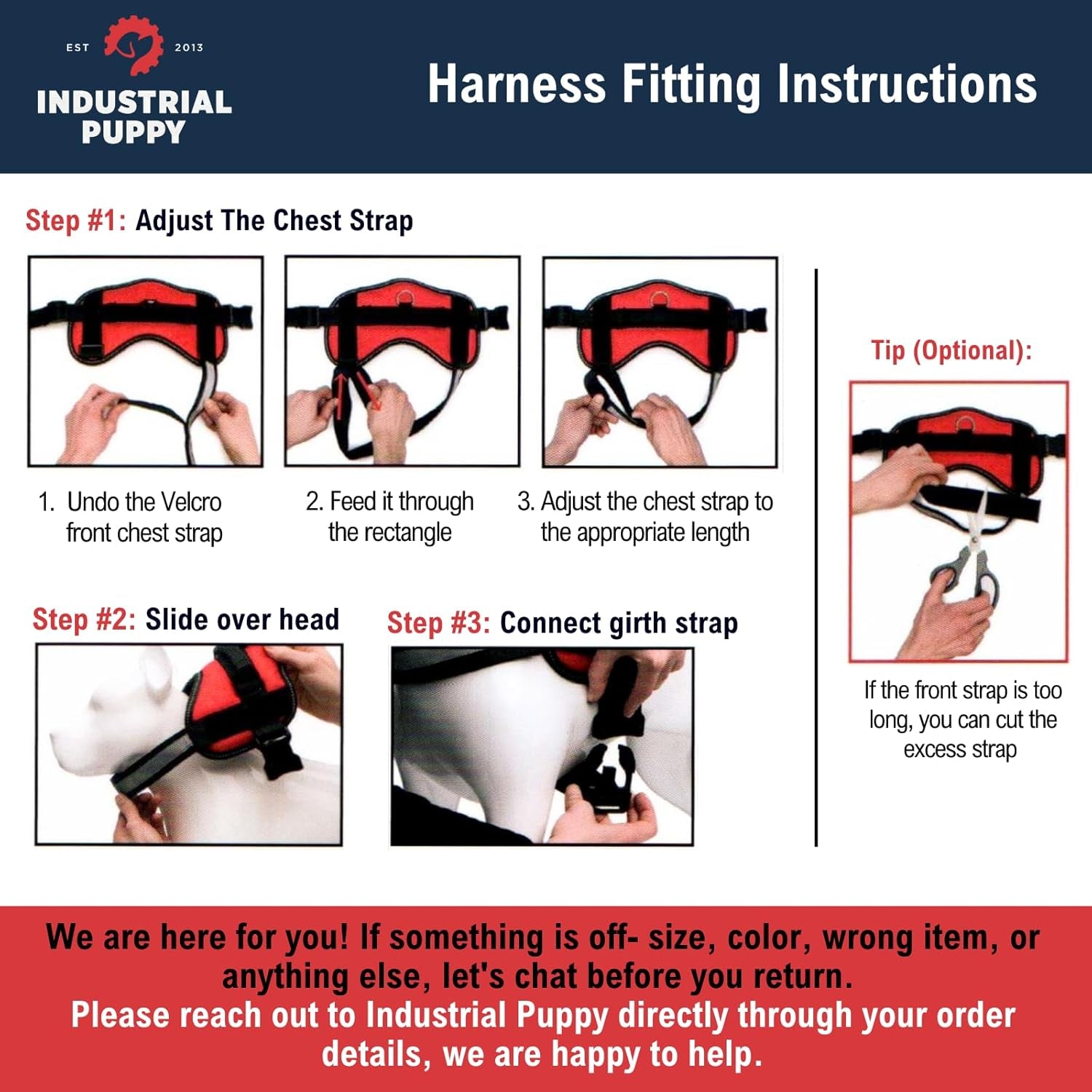 Service Dog Vest & Matching Leash Set – Reflective Harness for Working Dogs (Red, Medium)