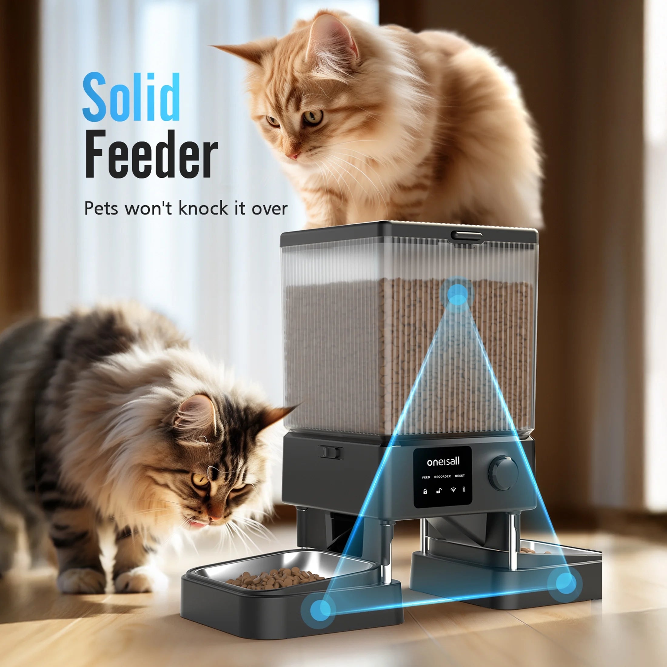 Smart Automatic Cat Feeder with Wi-Fi App Control – 5L Dual Bowl Pet Food Dispenser