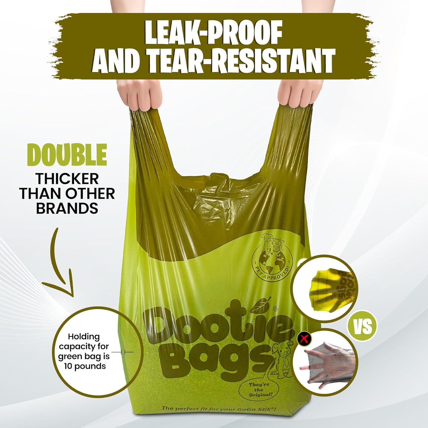 Large Dog Poop Bags with EZ Tie Handles – Strong Leakproof Pet Waste Bags (100 Count)