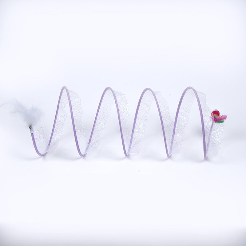 Foldable S-Type Cat Tunnel Toy with Pompon / Mouse