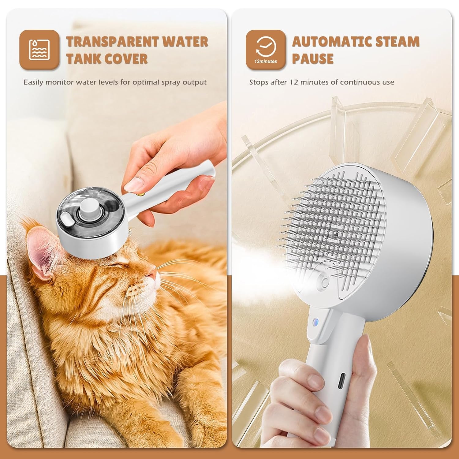 4-in-1 Pet Steam Brush for Cats & Dogs