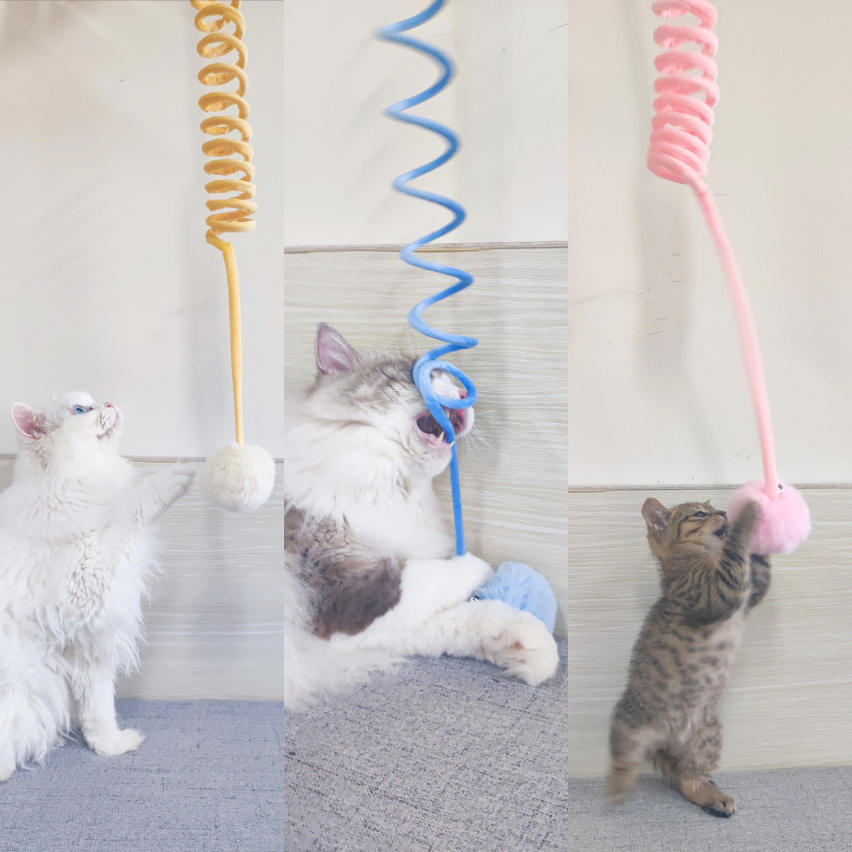 Interactive Plush Cat Spring Toy