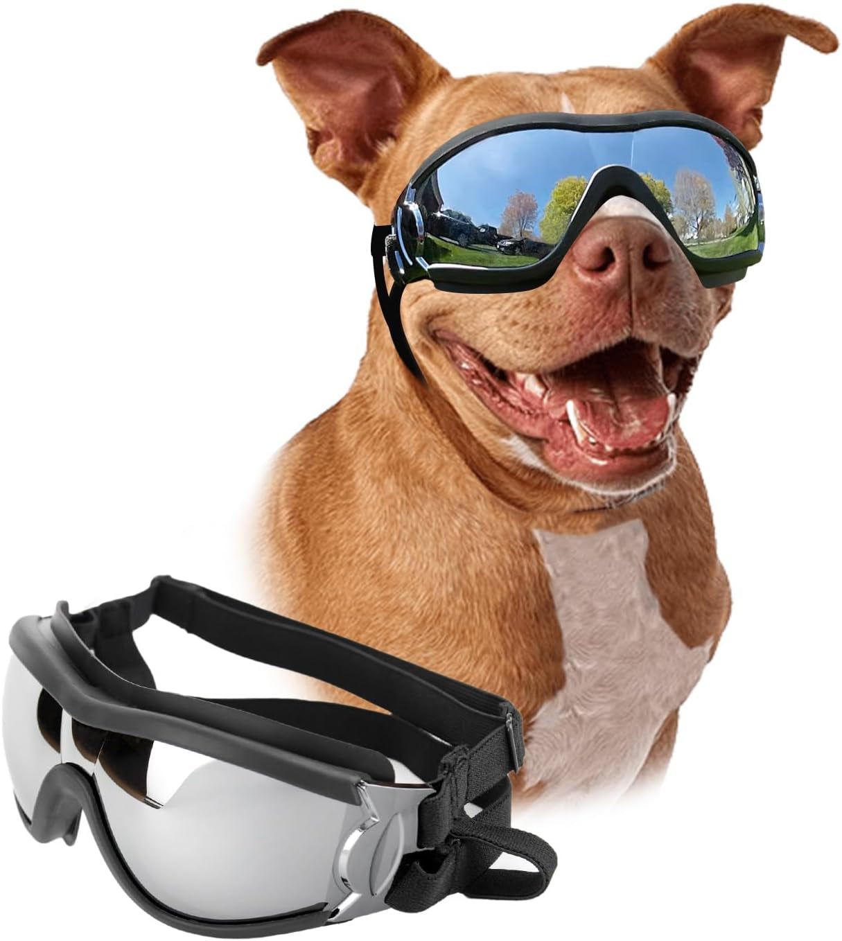 Dog Goggles for Medium & Large Dogs – Windproof Protective Sunglasses (Black)