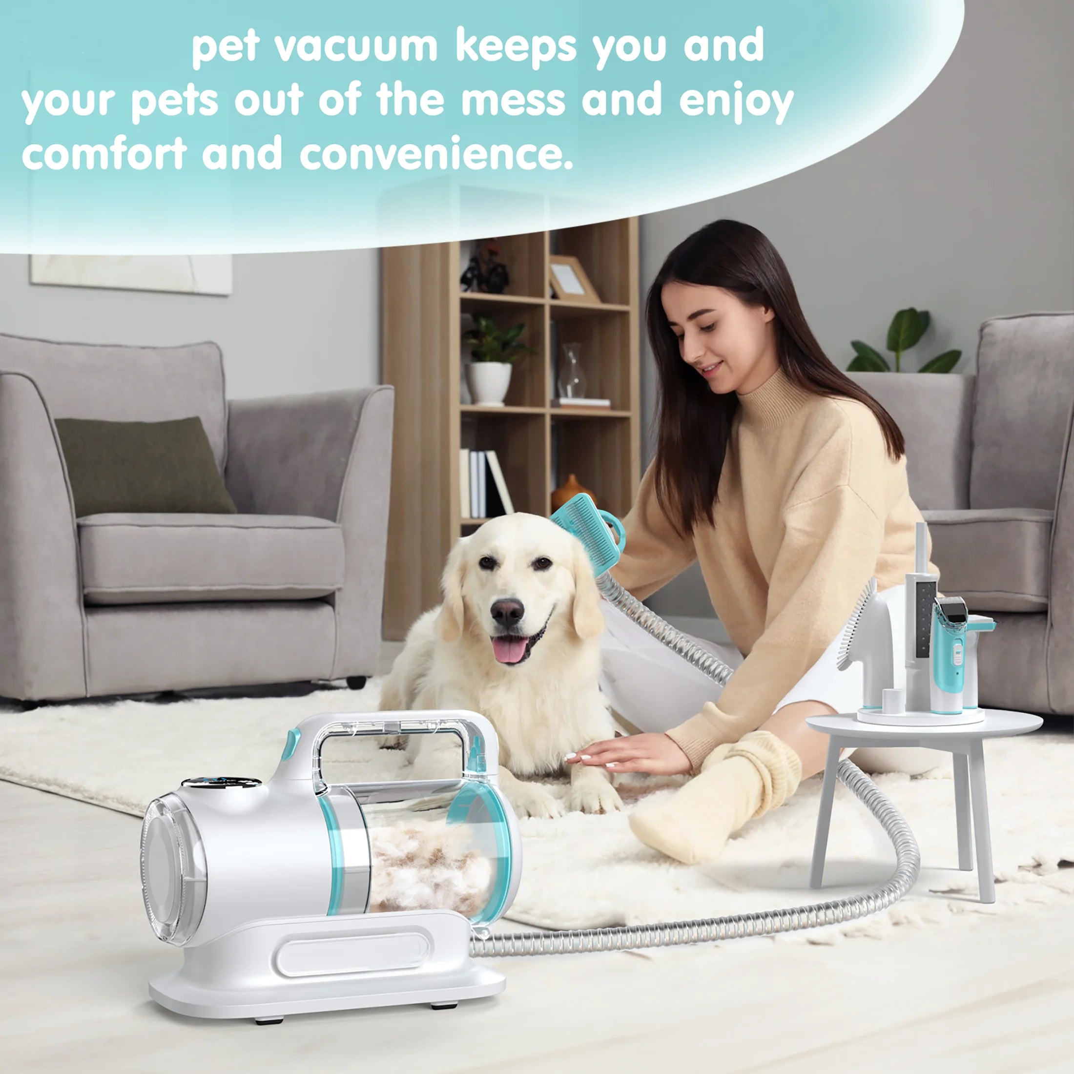 Professional 6-in-1 Pet Grooming Vacuum Kit 