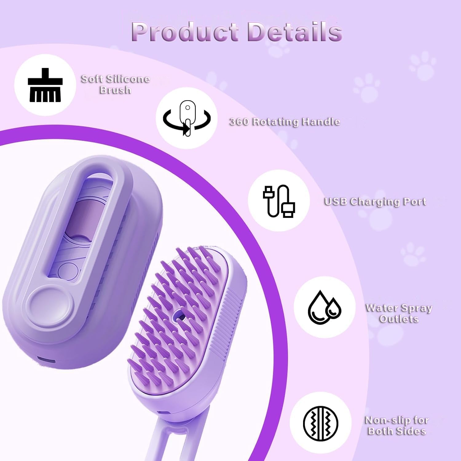 3-in-1 Pet Steam Grooming Brush for Cats & Dogs