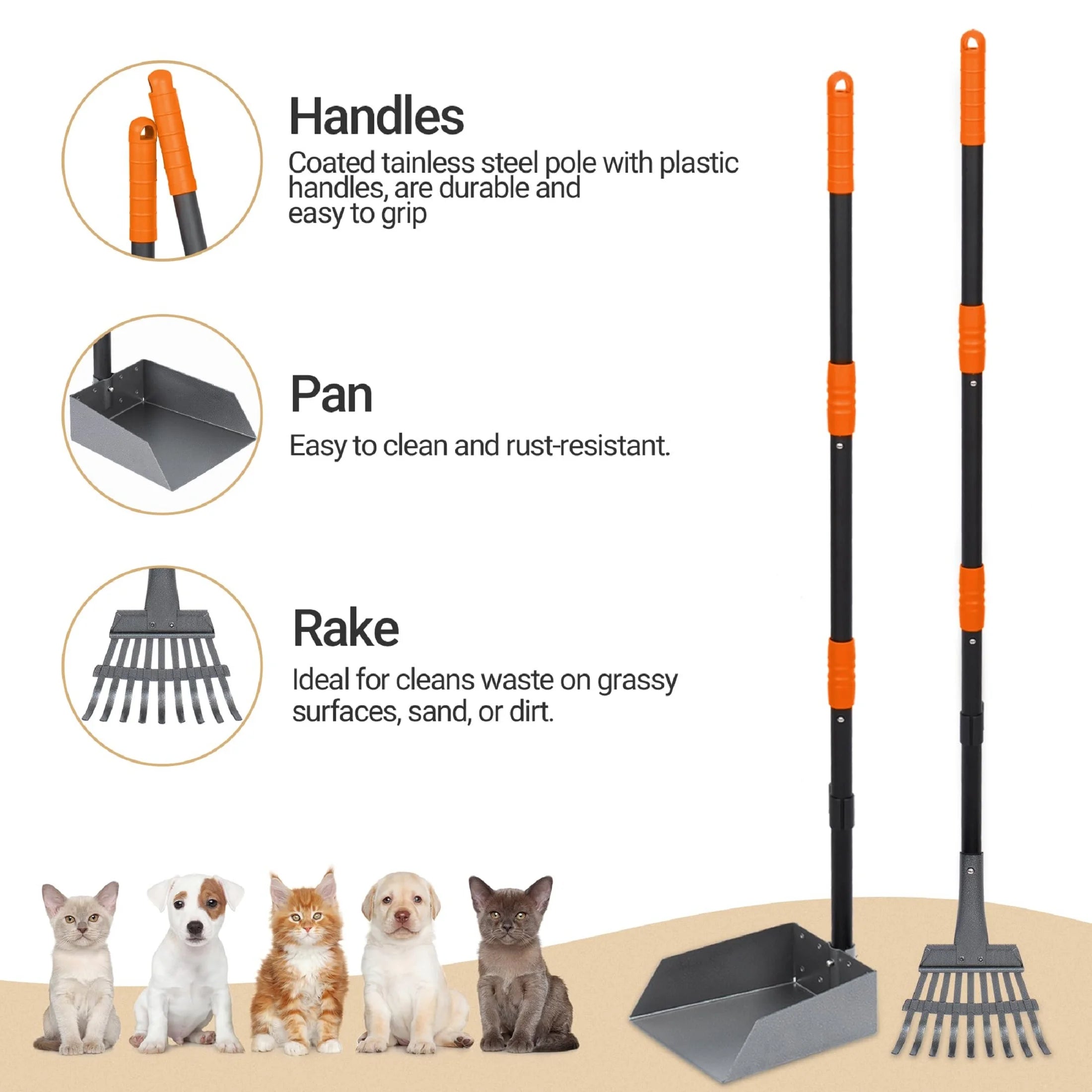 Long Handle Dog Pooper Scooper Set