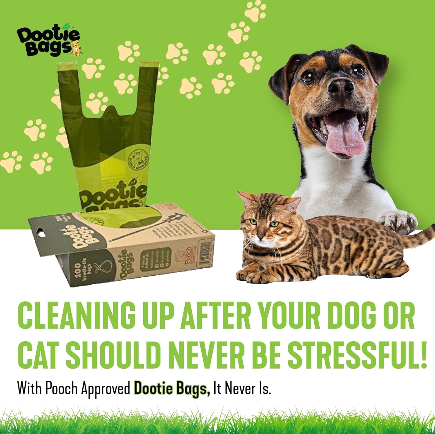 Large Dog Poop Bags with EZ Tie Handles – Strong Leakproof Pet Waste Bags (100 Count)