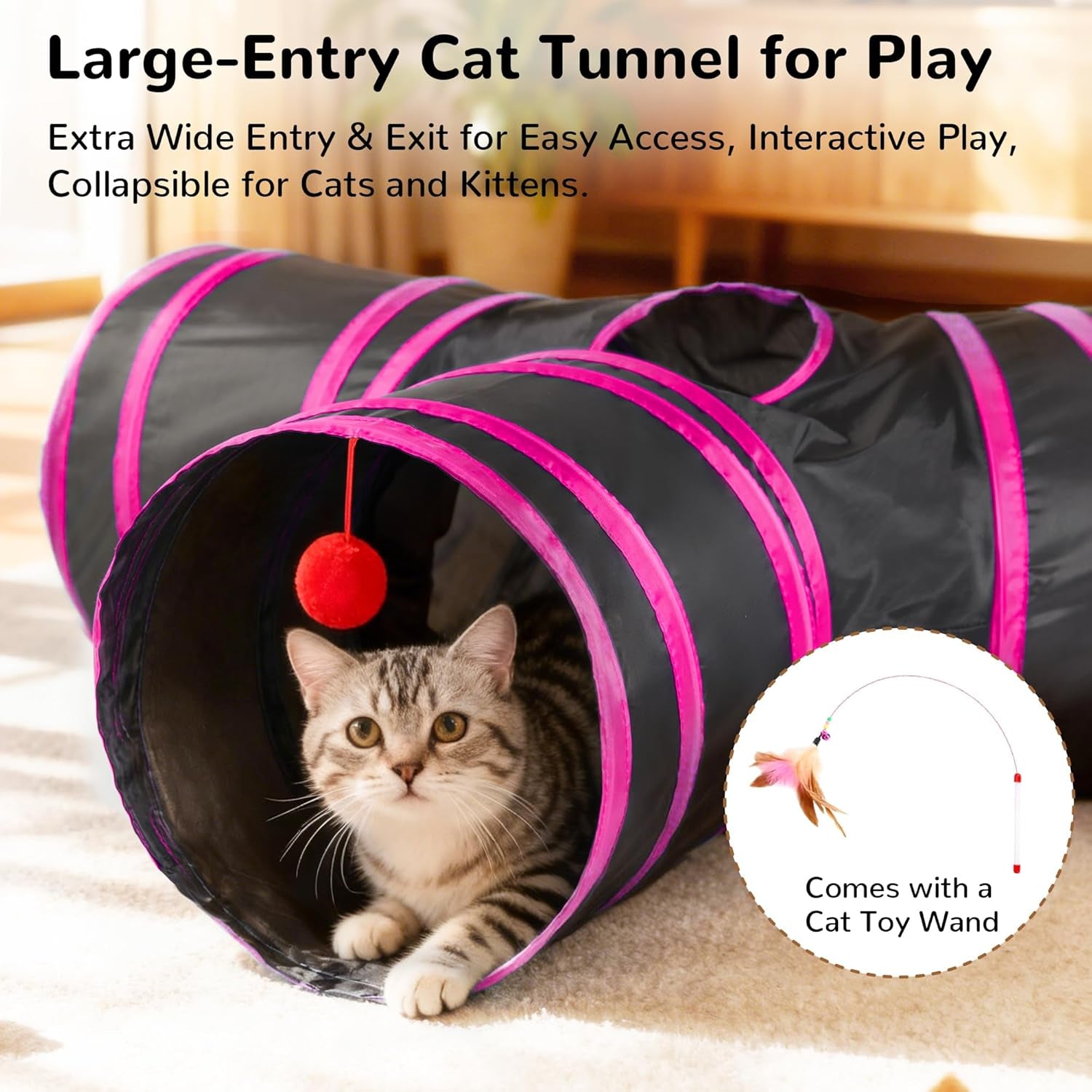 🐱 3-Way Collapsible Cat Tunnel Toy – Endless Fun for Curious Cats