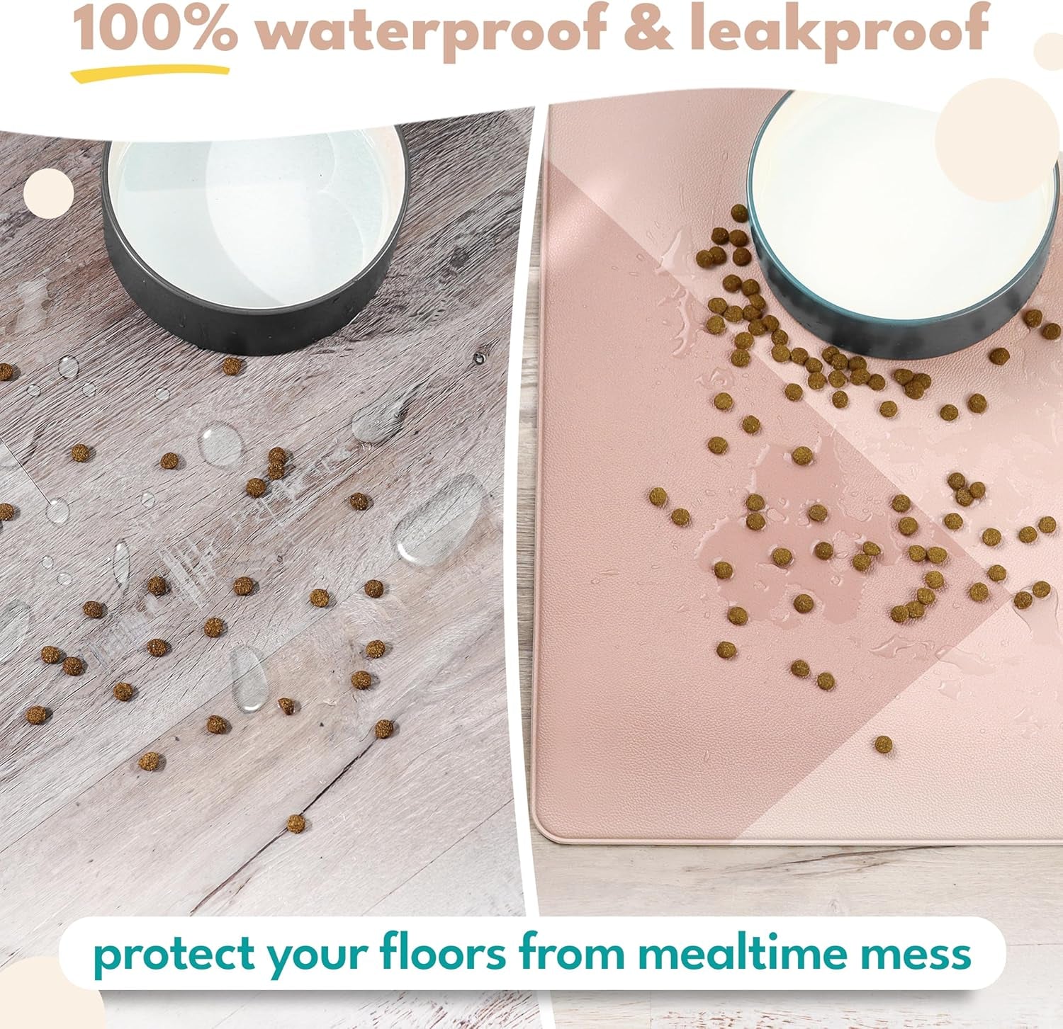 Large Waterproof Pet Feeding Mat – Non-Slip Dog & Cat Food Bowl Mat (Easy to Clean)