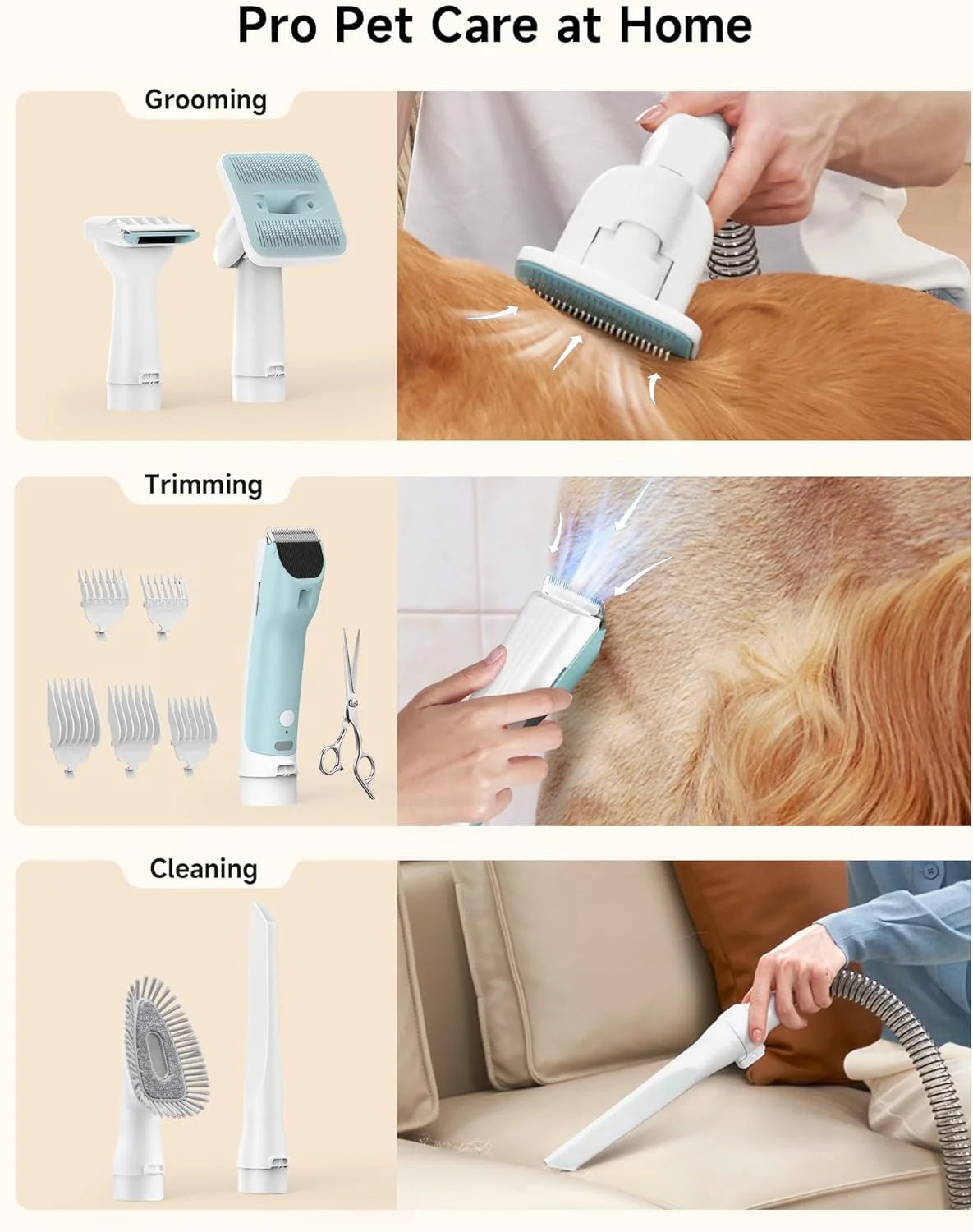 Professional Pet Grooming Vacuum Kit – Dog Clippers & Hair Removal System
