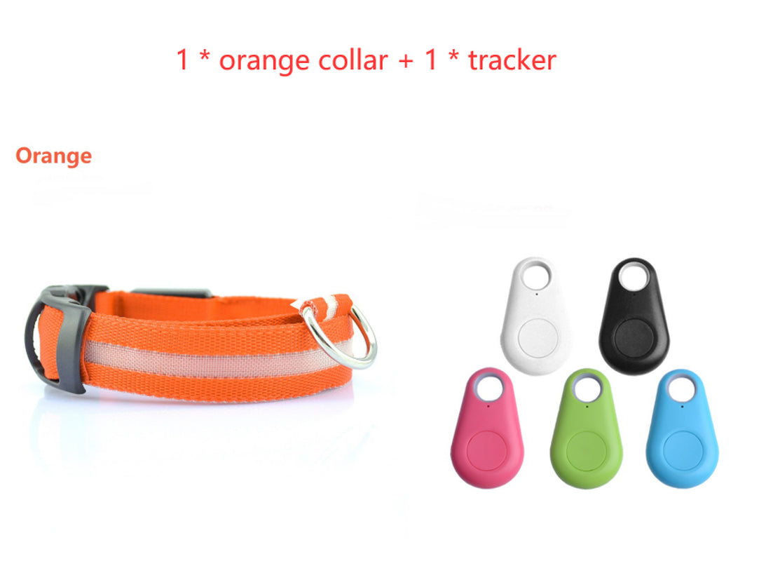 LED Fiber Optic Dog Collar with Tracker – Night Safety Collar