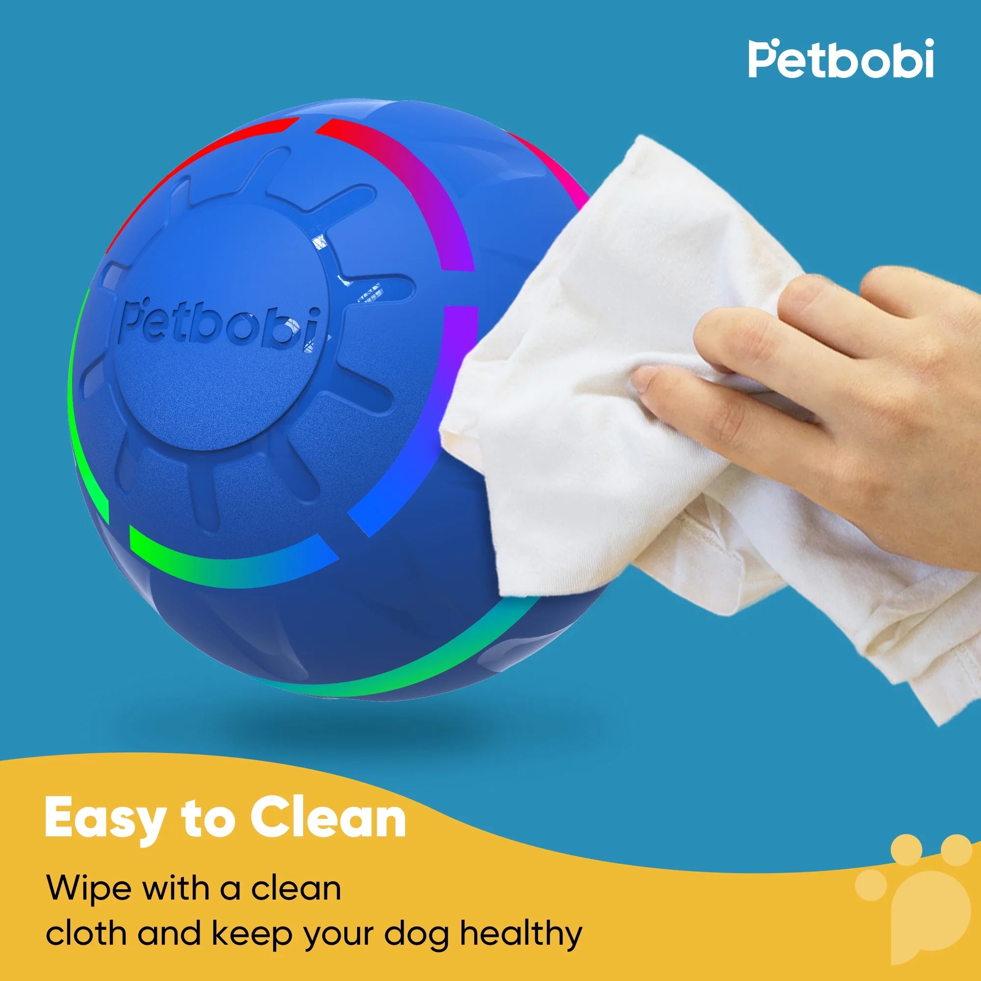 Interactive Rolling Dog Ball – Smart LED Moving Toy for Dogs