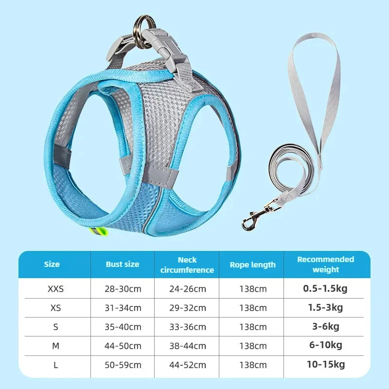 Adjustable Cat Collar and Leash Set for safe Walking with Reflective Vest