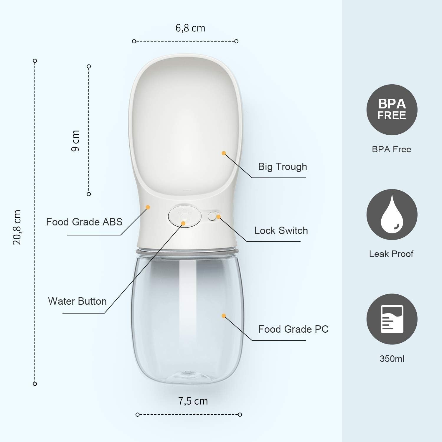 portable Dog Water Bottle – Leak-Proof Travel Water Dispenser