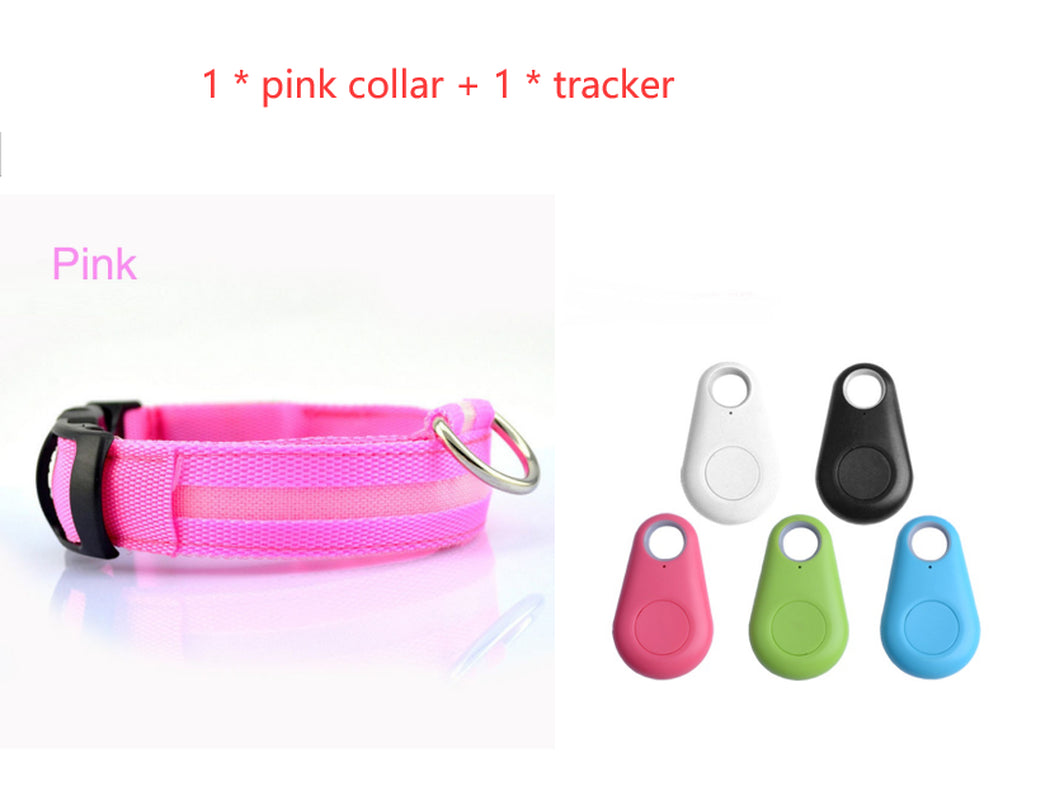 LED Fiber Optic Dog Collar with Tracker – Night Safety Collar