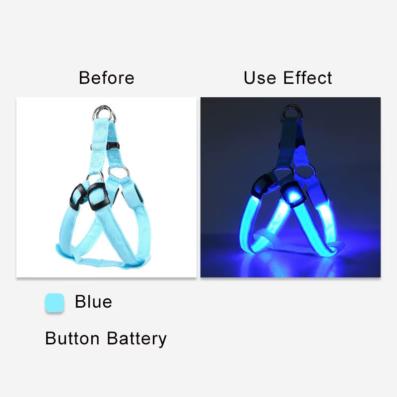 Adjustable LED Dog Harness No Pull Small Medium Glowing Nylon Breast-Band Night Safety Dog Accessories