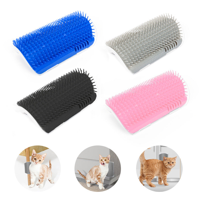 Corner Cat Scratcher & Massage Brush – Wall-Mounted Cat Grooming Toy