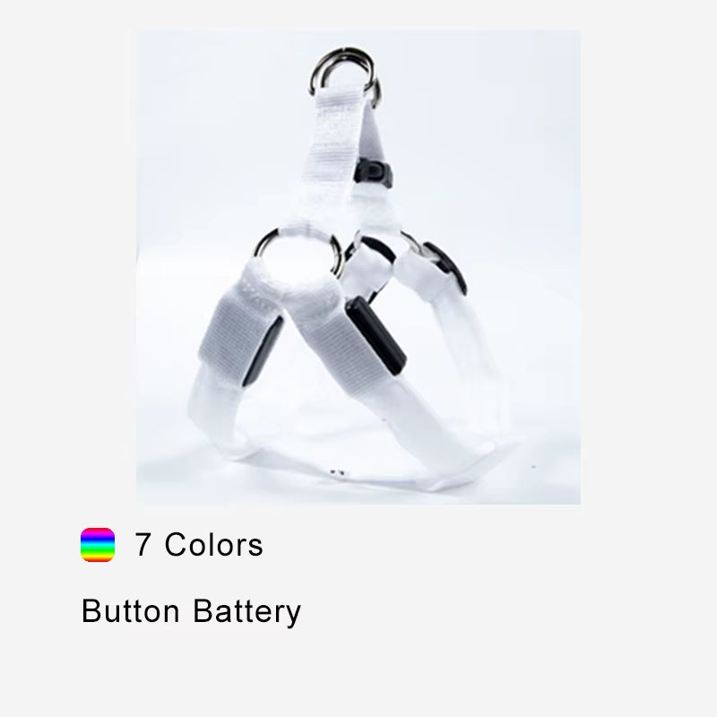 Adjustable LED Dog Harness No Pull Small Medium Glowing Nylon Breast-Band Night Safety Dog Accessories