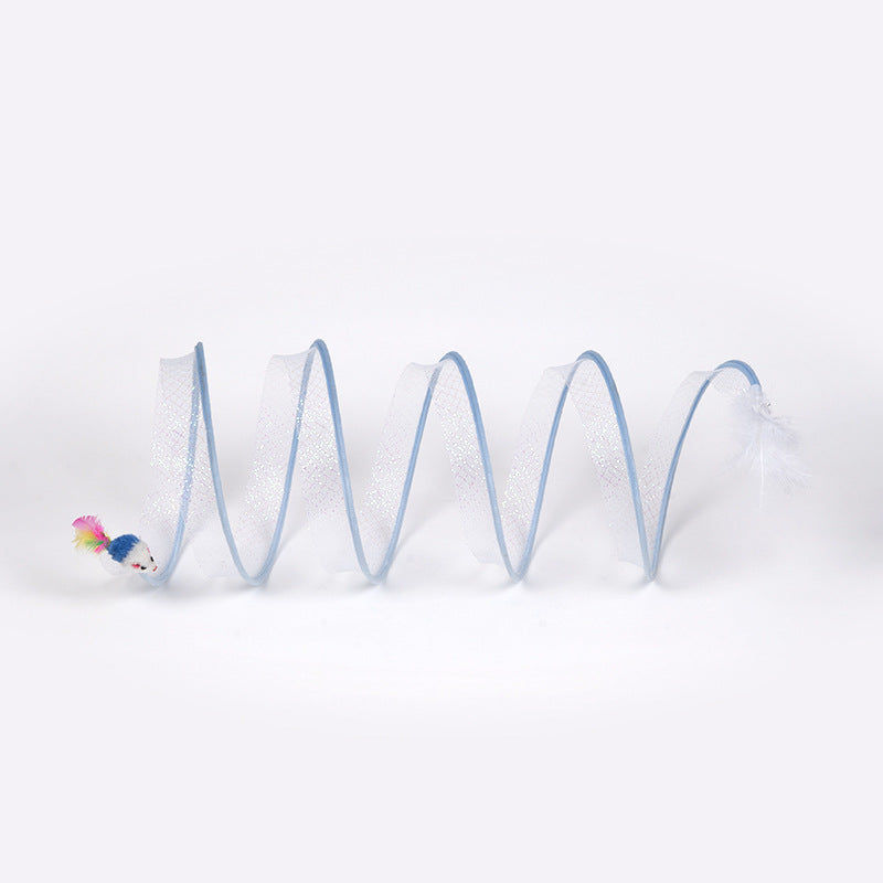 Foldable S-Type Cat Tunnel Toy with Pompon / Mouse