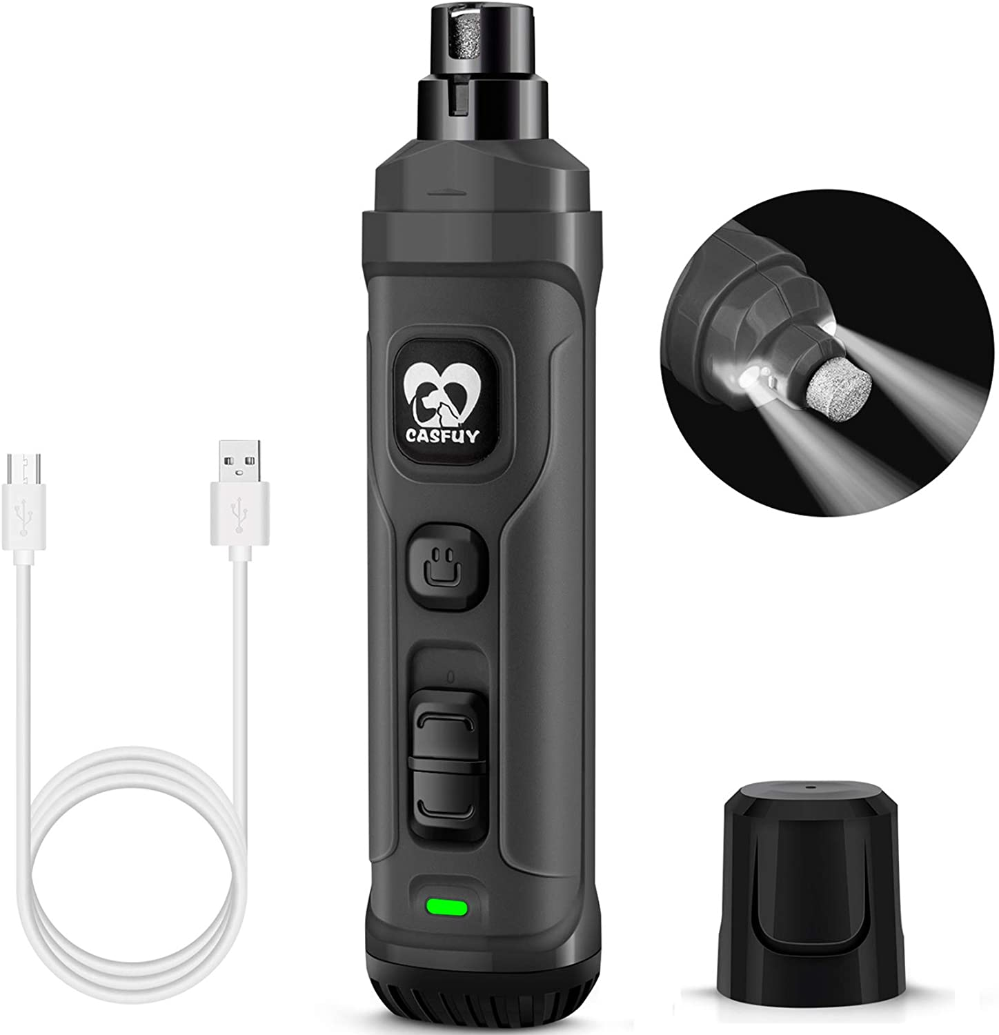 Electric Dog Nail Grinder with Dual LED Lights – Rechargeable