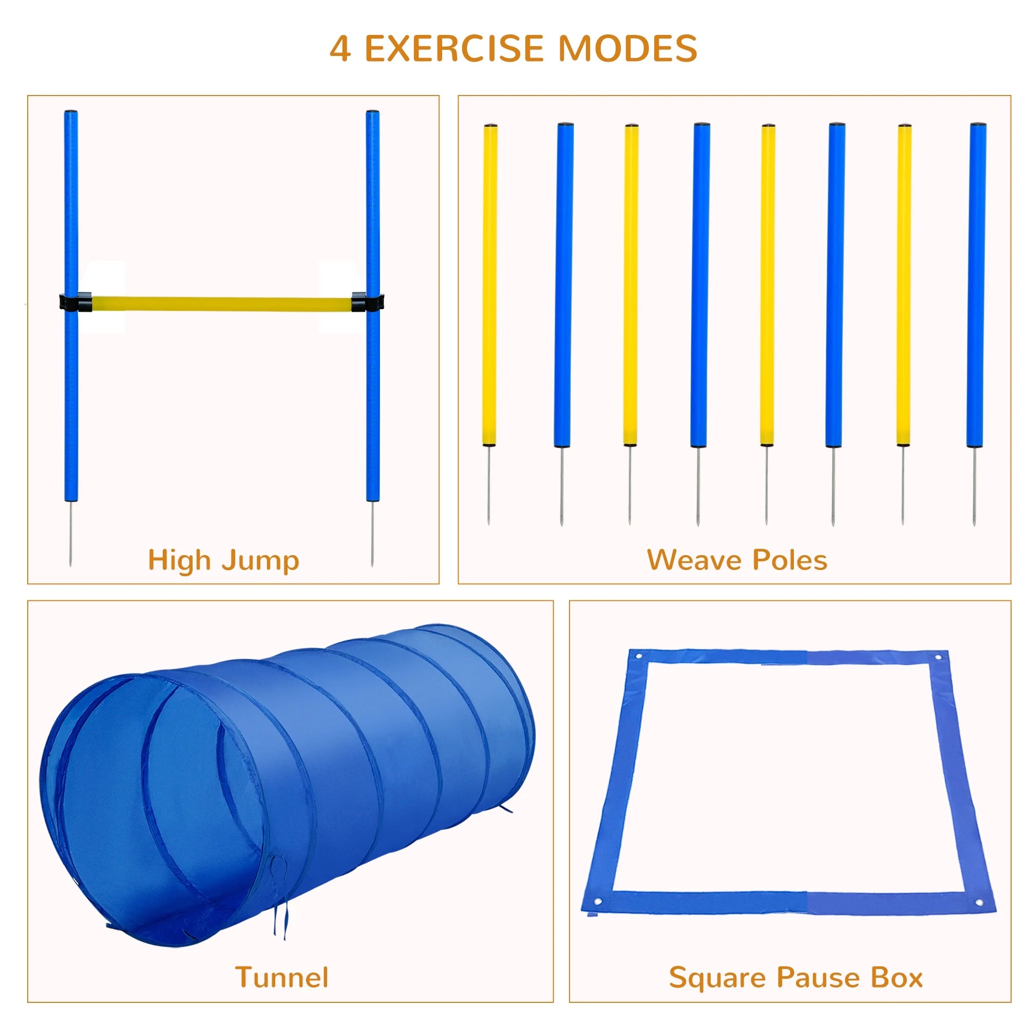 4-Piece Dog Agility Training Course Kit – Backyard Obstacle Set