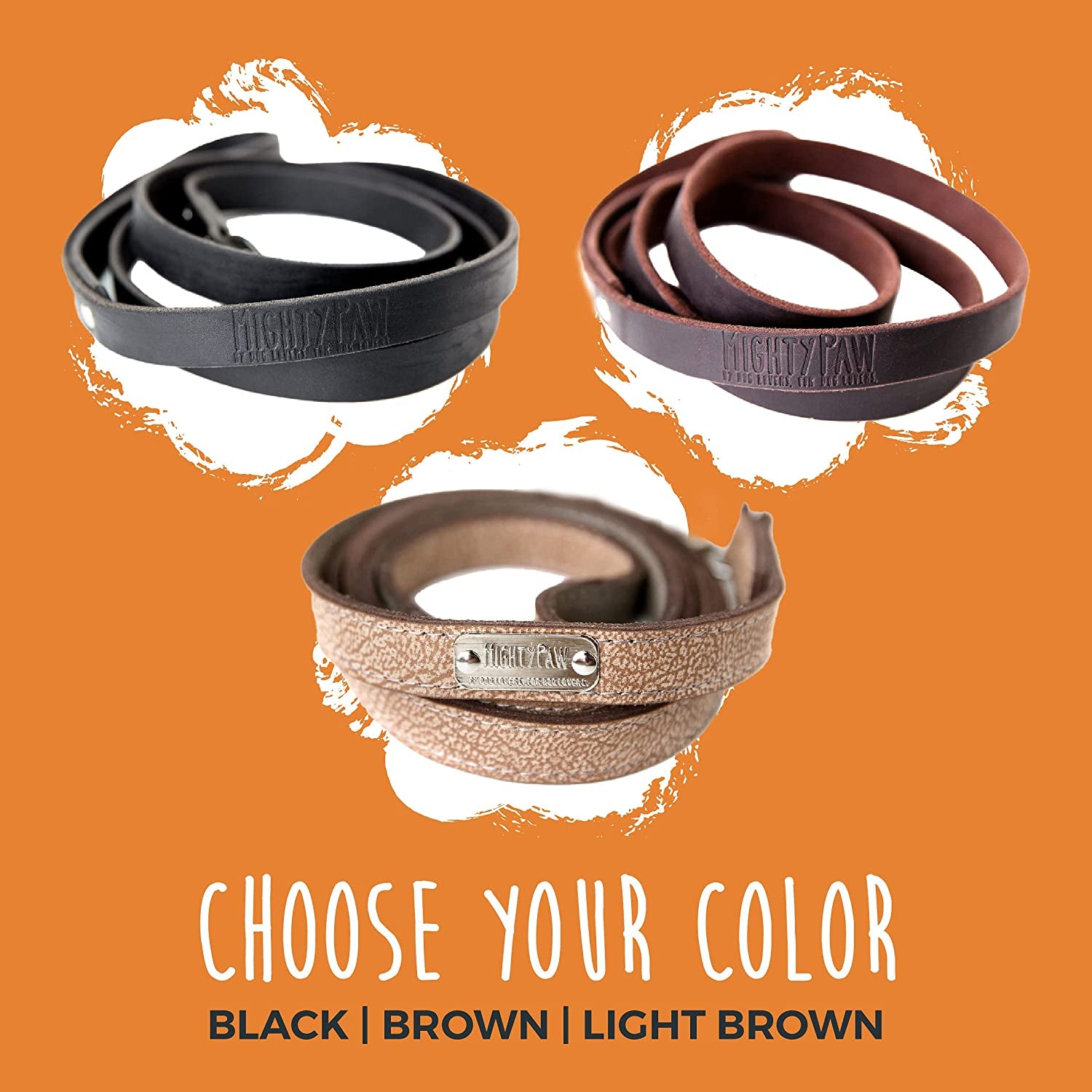 Luxury Genuine Leather Dog Leash – Premium 5 ft Soft Leather Pet Lead (Light Brown)