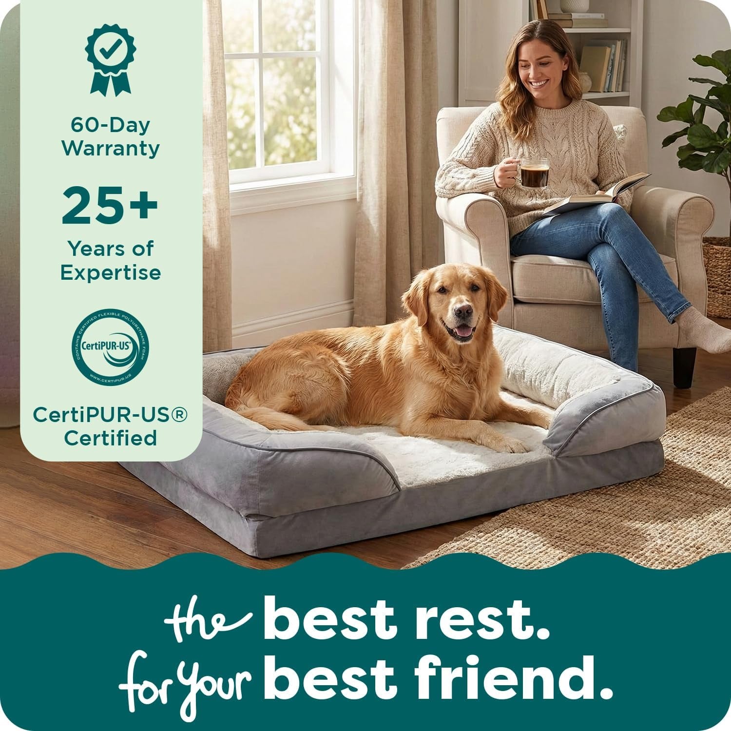 Orthopedic Dog Bed with Removable Bolsters 