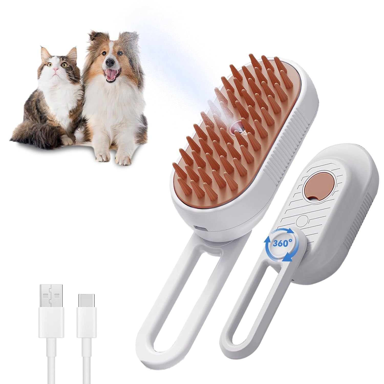 3-in-1 Pet Steam Grooming Brush for Cats & Dogs