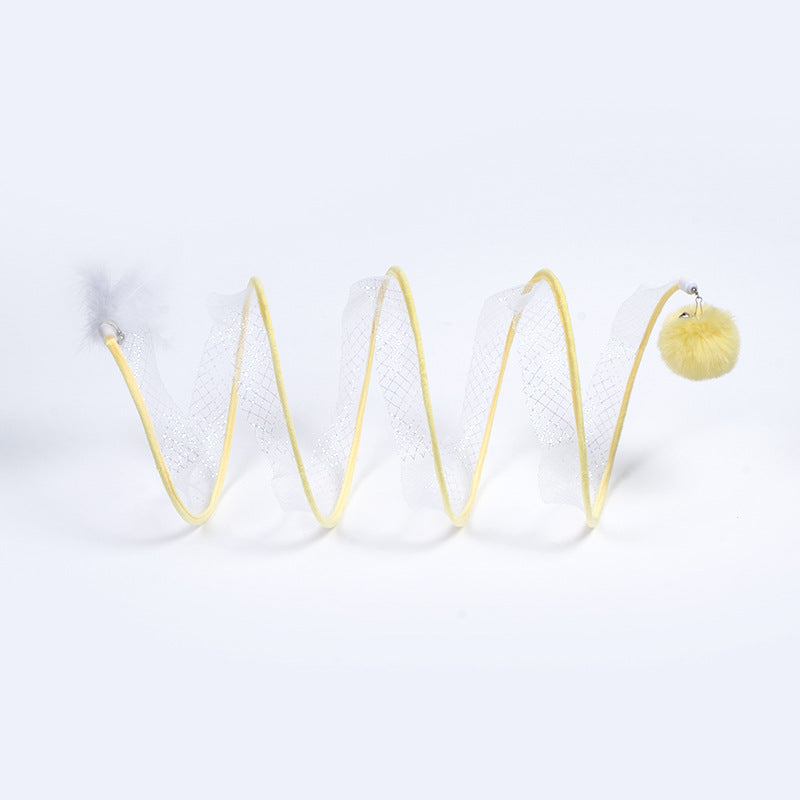 Foldable S-Type Cat Tunnel Toy with Pompon / Mouse