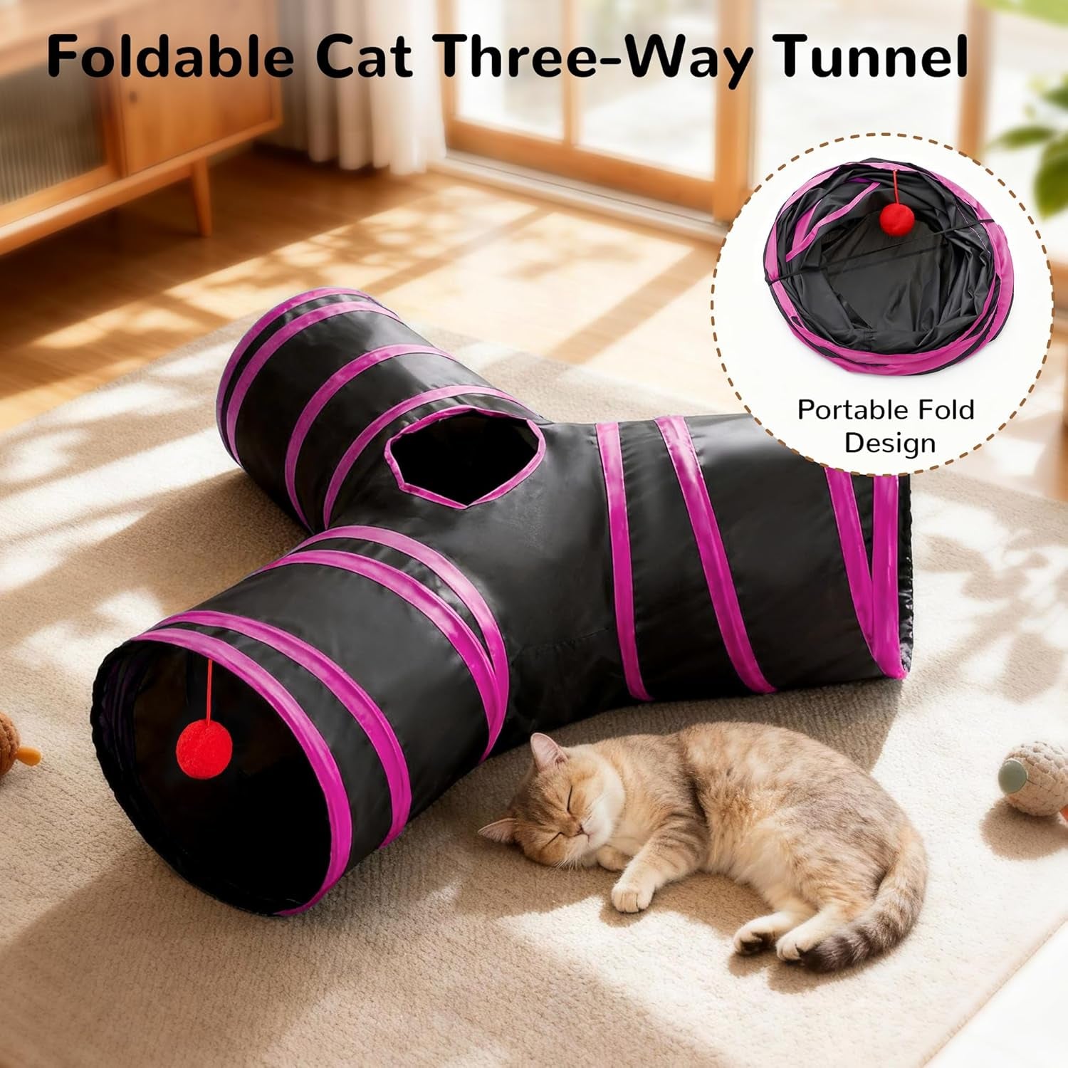 🐱 3-Way Collapsible Cat Tunnel Toy – Endless Fun for Curious Cats