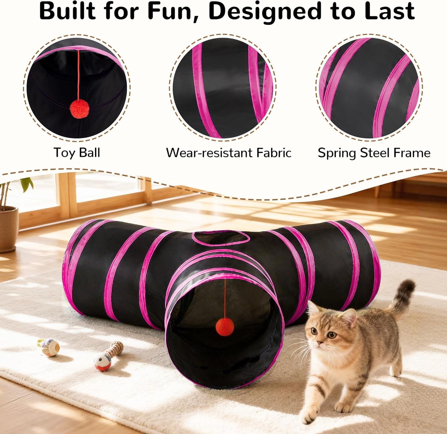 🐱 3-Way Collapsible Cat Tunnel Toy – Endless Fun for Curious Cats