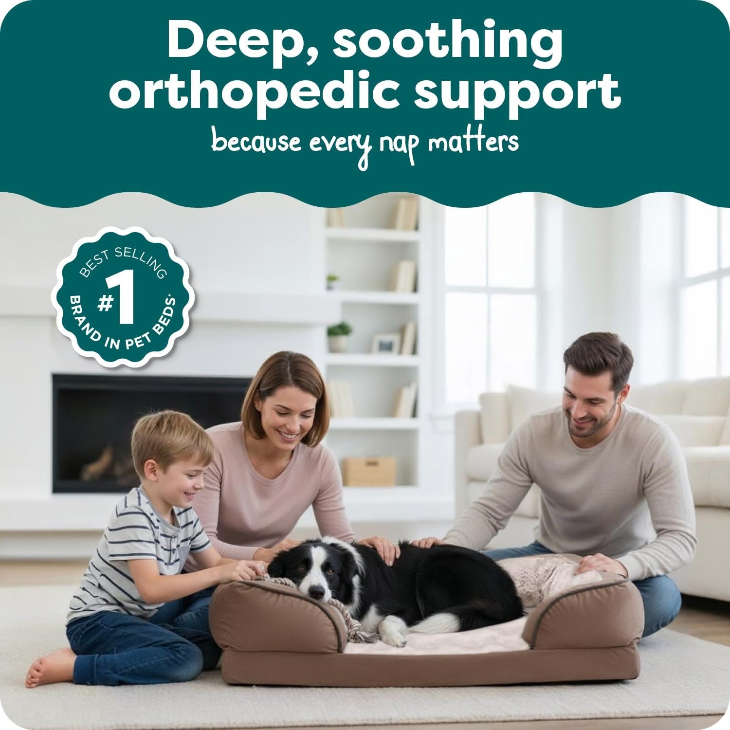 Orthopedic Dog Bed with Removable Bolsters 