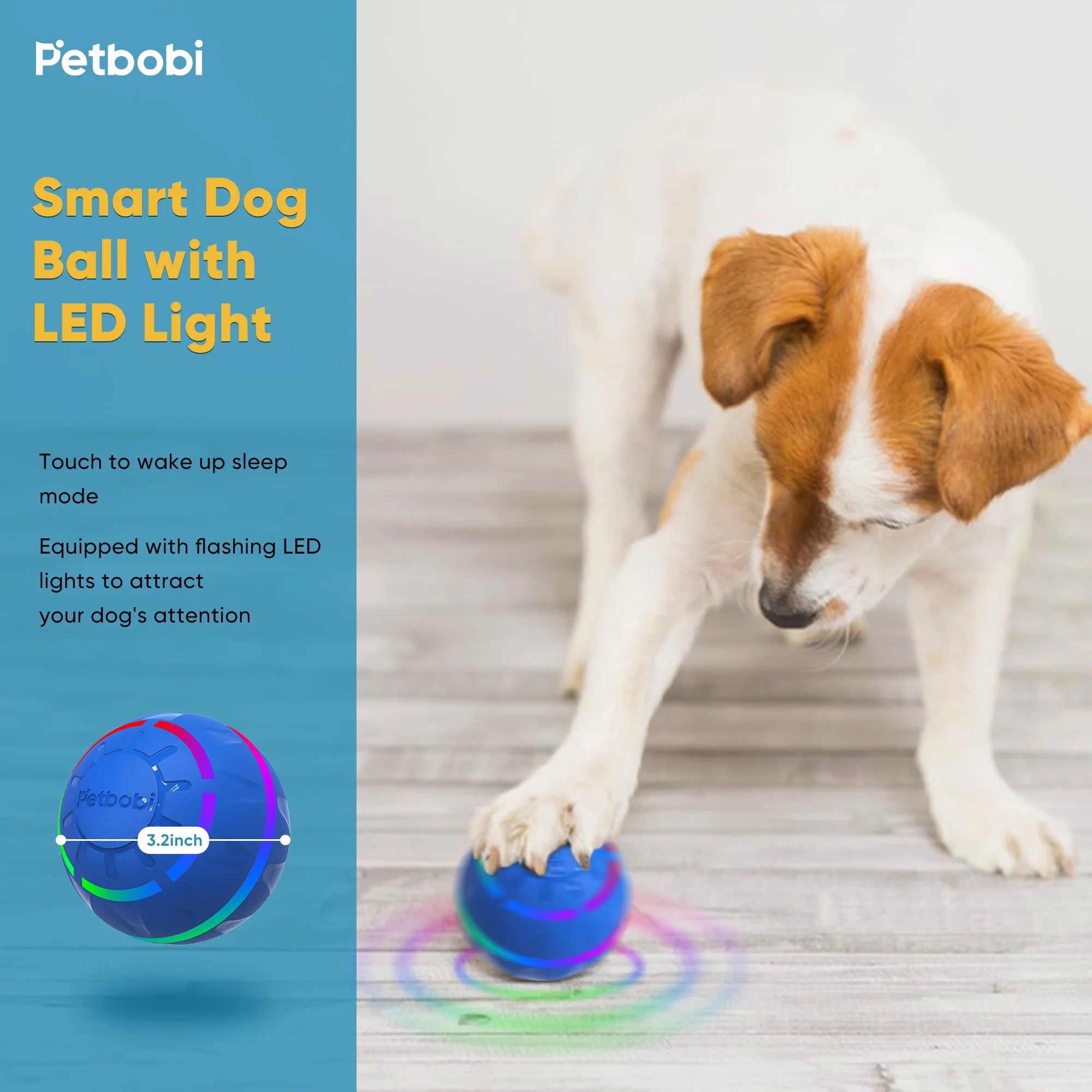 Interactive Rolling Dog Ball – Smart LED Moving Toy for Dogs