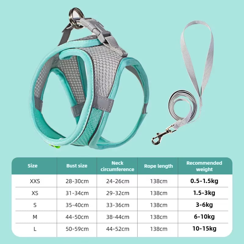 Adjustable Cat Collar and Leash Set for safe Walking with Reflective Vest
