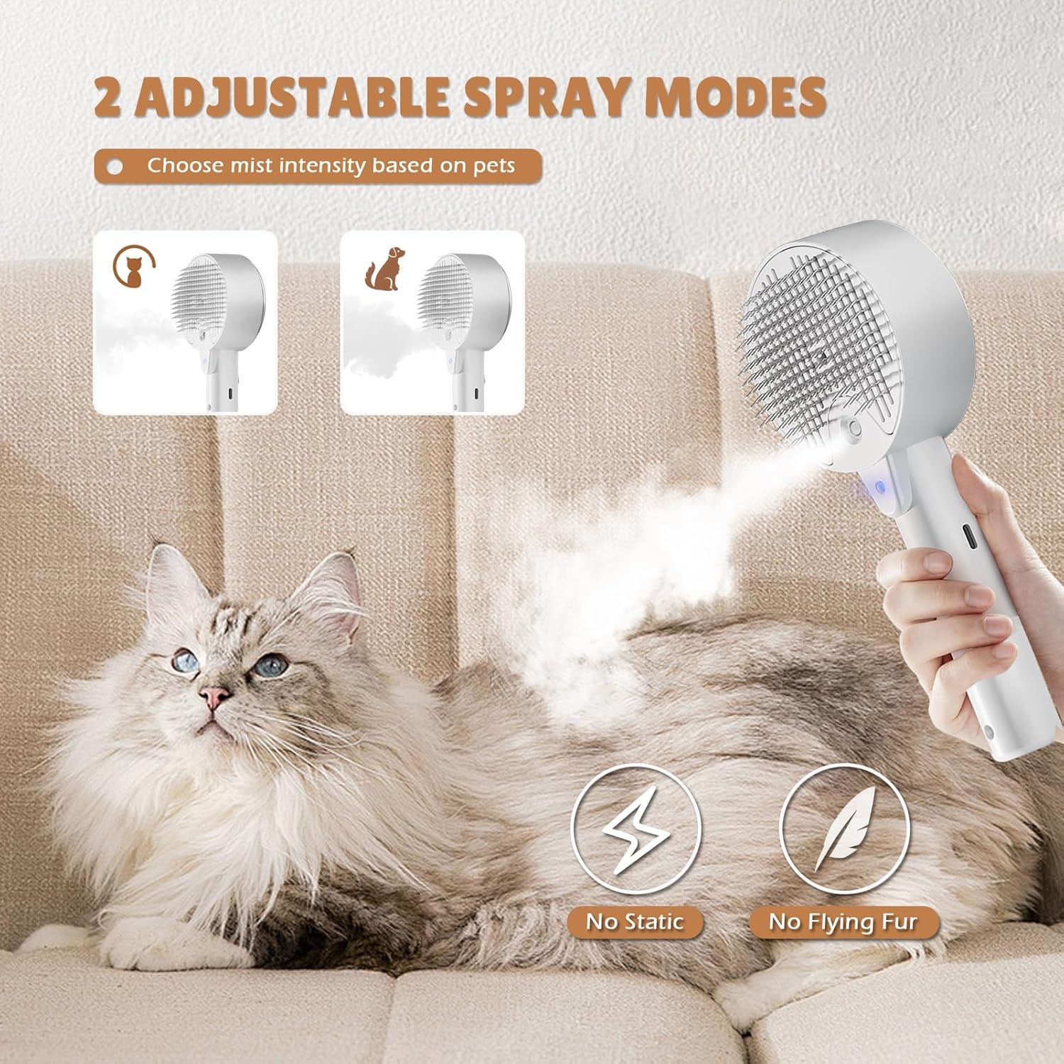 4-in-1 Pet Steam Brush for Cats & Dogs