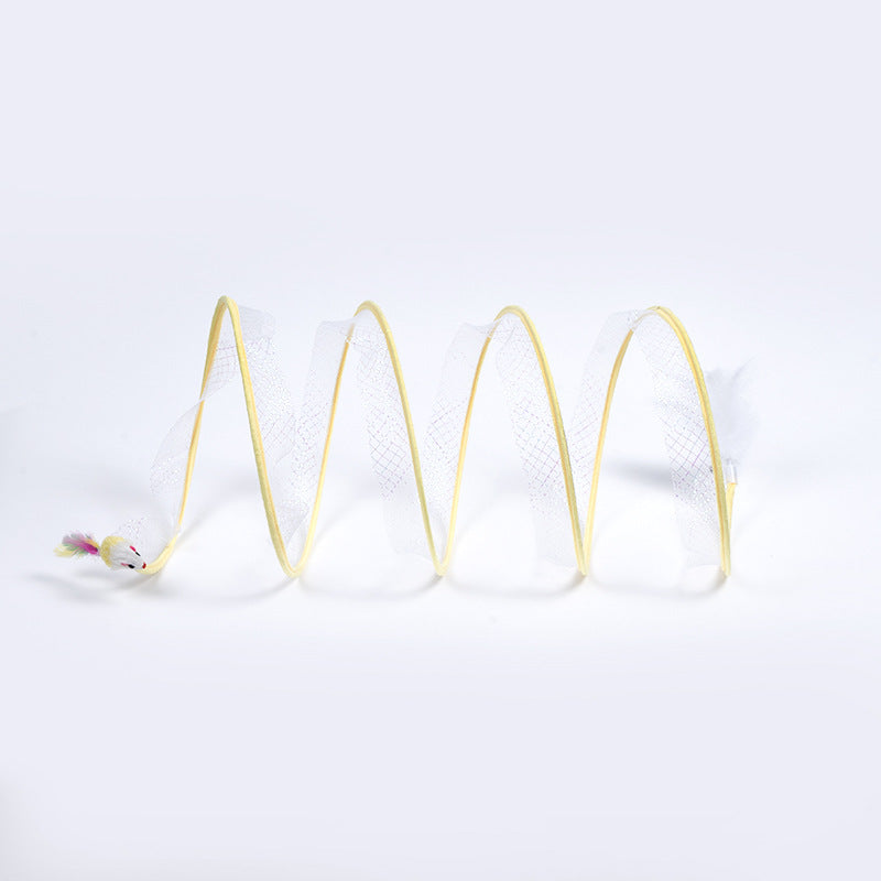 Foldable S-Type Cat Tunnel Toy with Pompon / Mouse