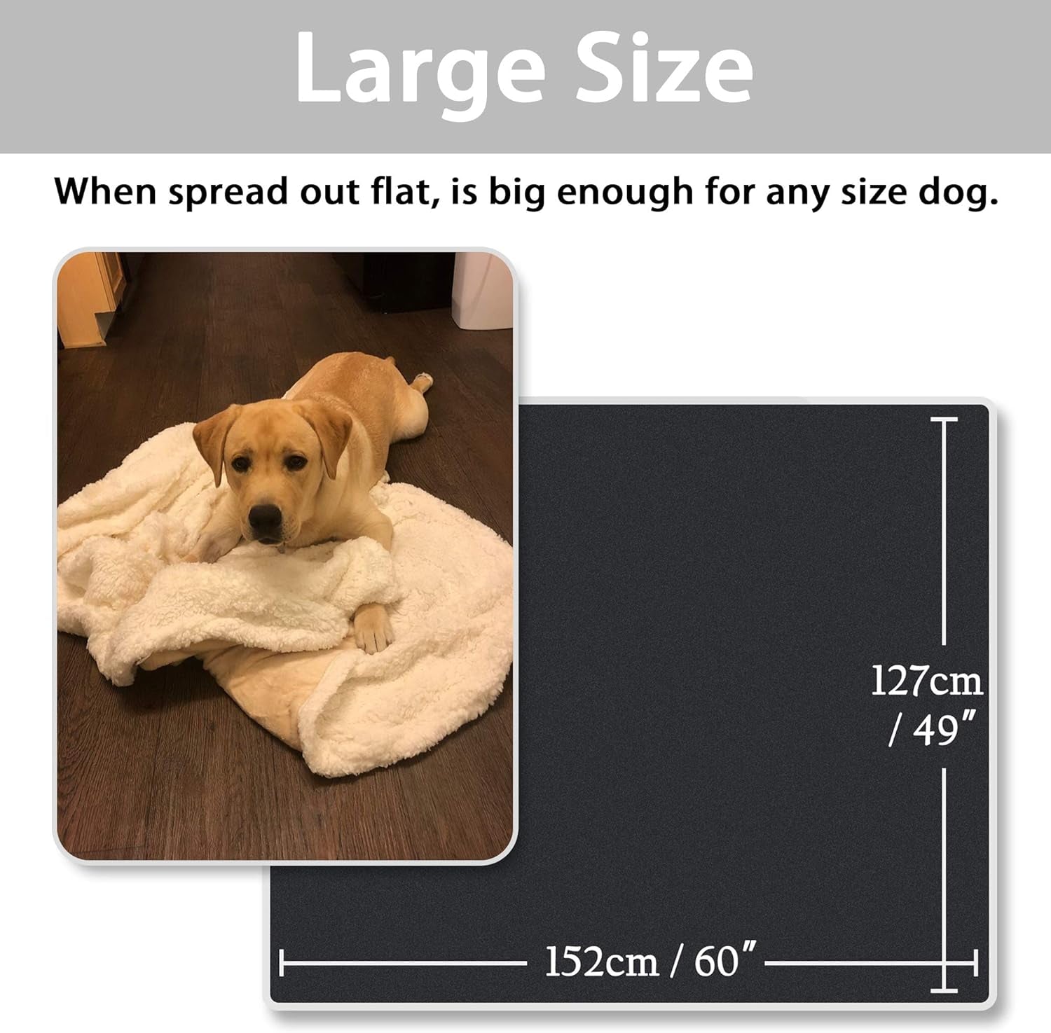 Large Dog Blanket Bed & Car (50" × 60", Black)