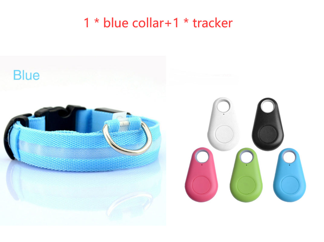 LED Fiber Optic Dog Collar with Tracker – Night Safety Collar