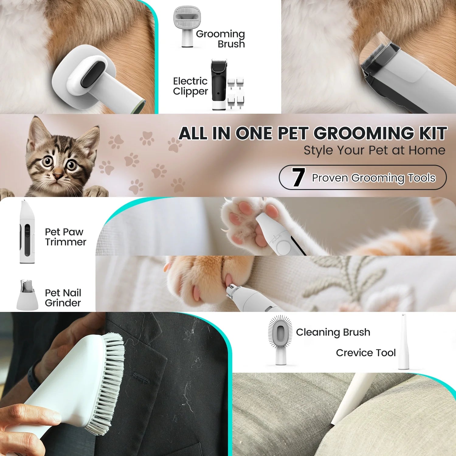 7-in-1 Dog Grooming Vacuum Kit 