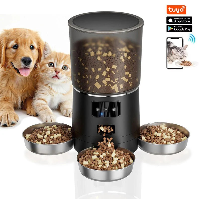 HEYBO Automatic Cat Feeder – Smart App-Controlled Pet Feeder with 3 Bowls